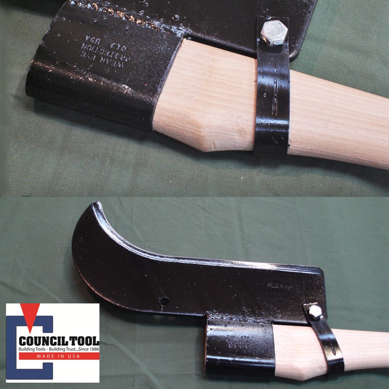 12 inch “Bush Hook” or Long Handled Bill Hook Single Edge 36 Hickory  Handle - Made in the USA by Council Tools – CT-122C