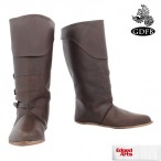 Mid Calf Leather Boots - UK Size 11 - Dark Brown - GB0649