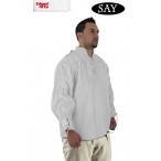 Cotton Shirt - Laced Neck & Sleeves - White - X Large - GB3055