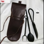 Cutlery Set - Spoon Knife and Fork with Leather case - OB3350